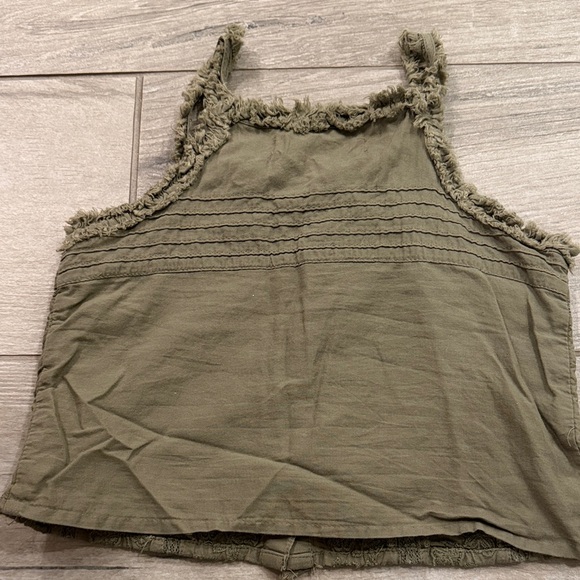 Zara Khaki Embroidered Tank Top - Picture 3 of 3
